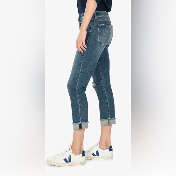 Kut From The Kloth 8 Amy ankle straight leg mid rise cuffed distressed - Picture 2 of 13